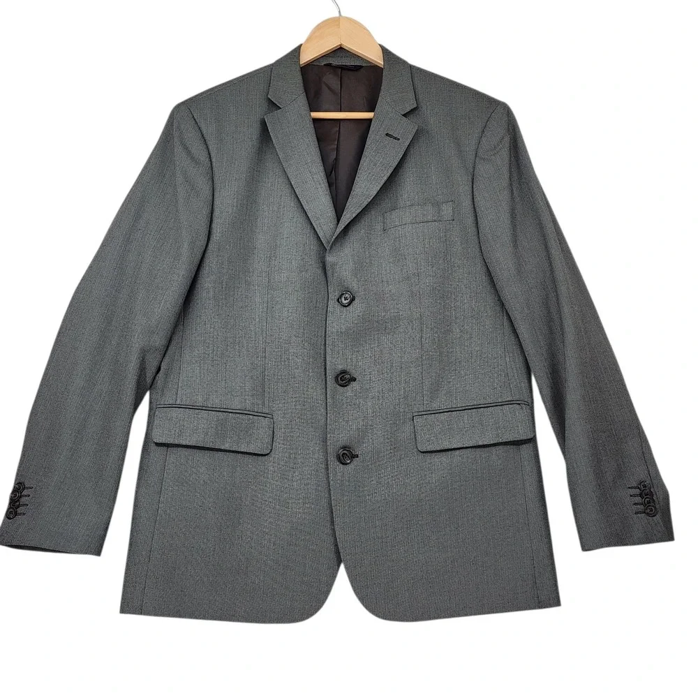 Banana Republic Blazer 42R Mens Gray Herringbone 3 Button Gardner Brown Jacket‎